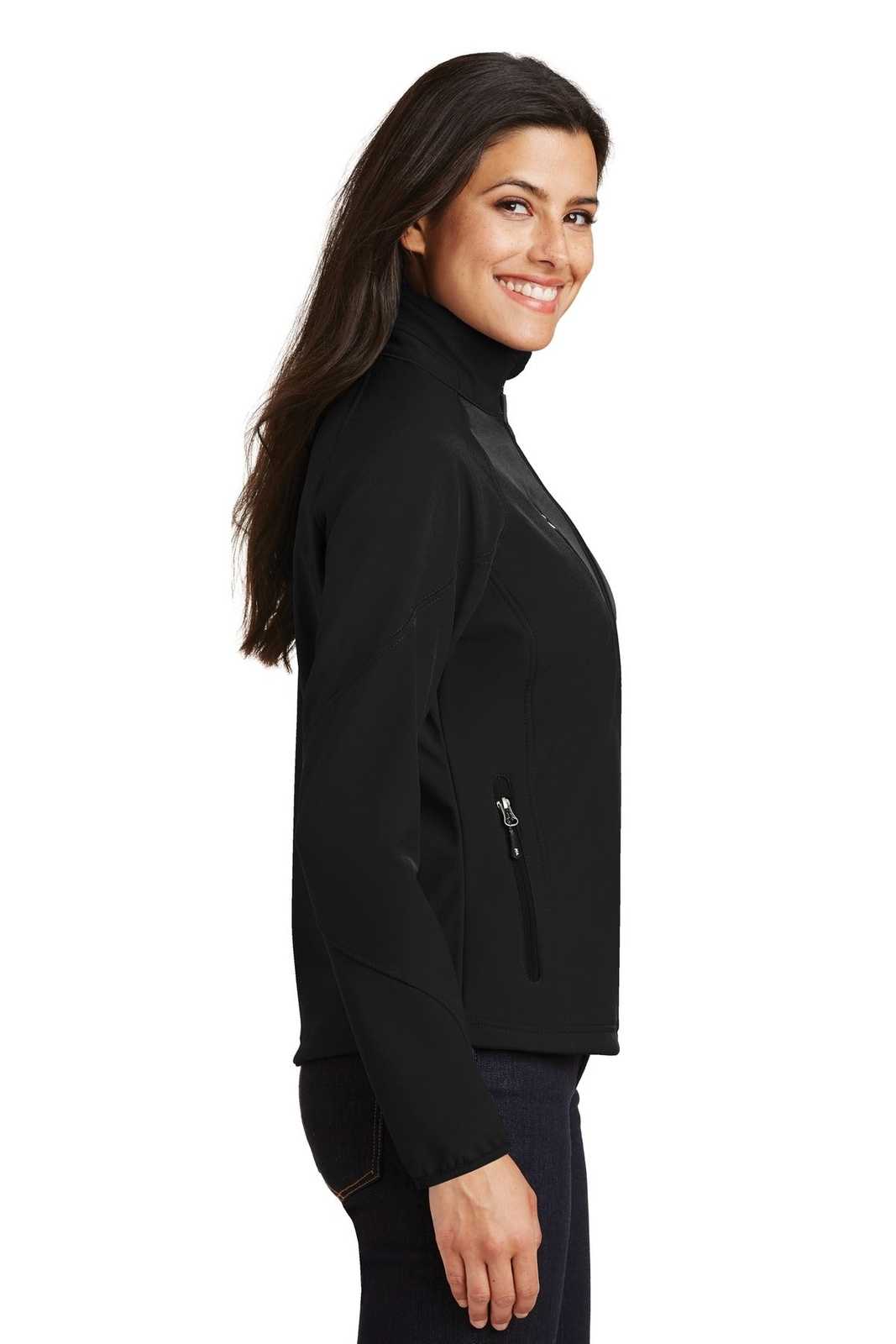 Port Authority L705 Ladies Textured Soft Shell Jacket - Black - HIT a Double - 3