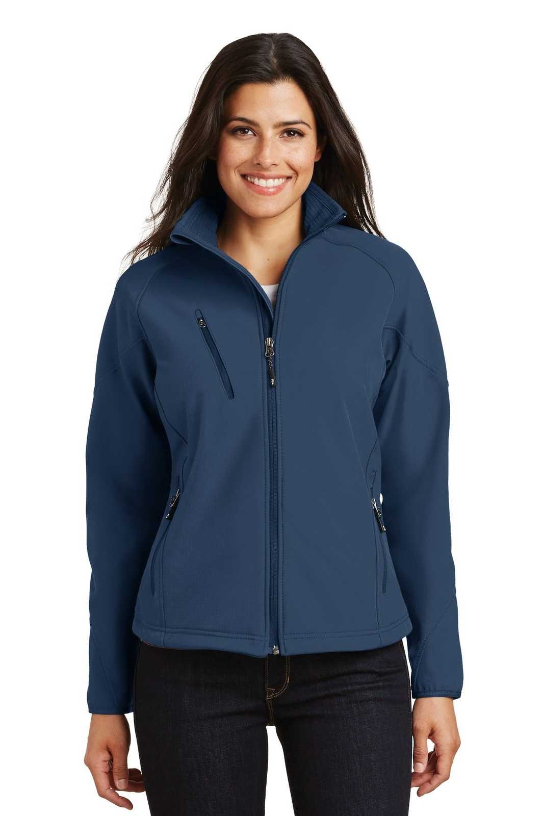 Port Authority L705 Ladies Textured Soft Shell Jacket - Insignia Blue - HIT a Double - 1