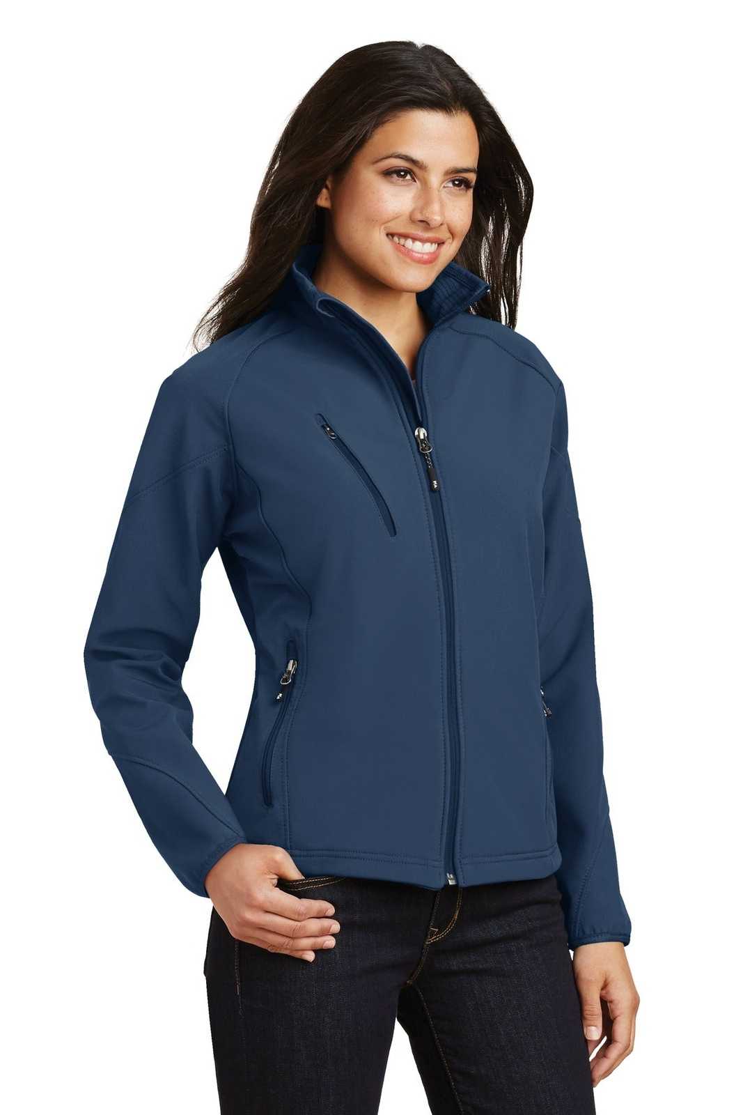 Port Authority L705 Ladies Textured Soft Shell Jacket - Insignia Blue - HIT a Double - 4