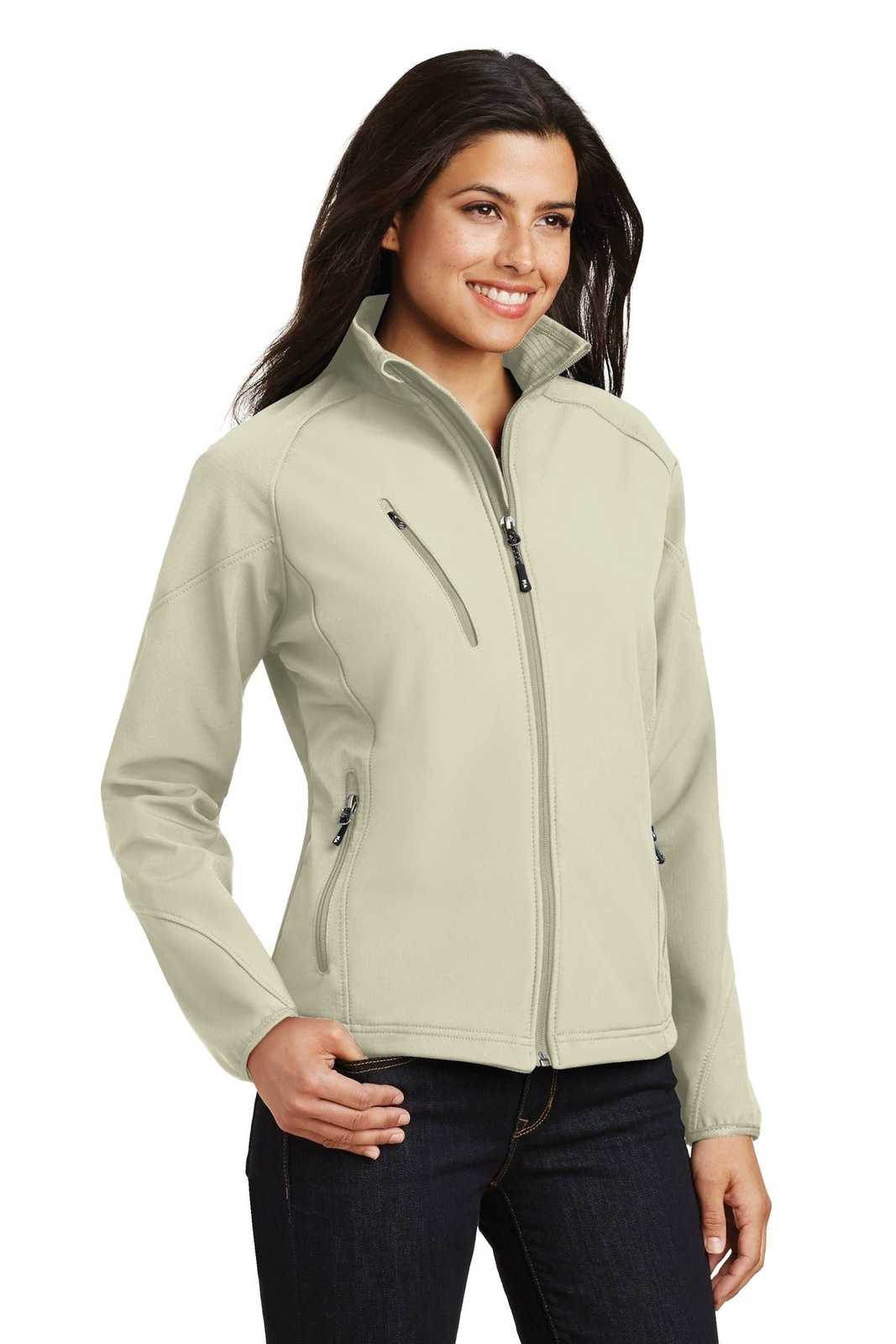 Port Authority L705 Ladies Textured Soft Shell Jacket - Stone - HIT a Double - 4