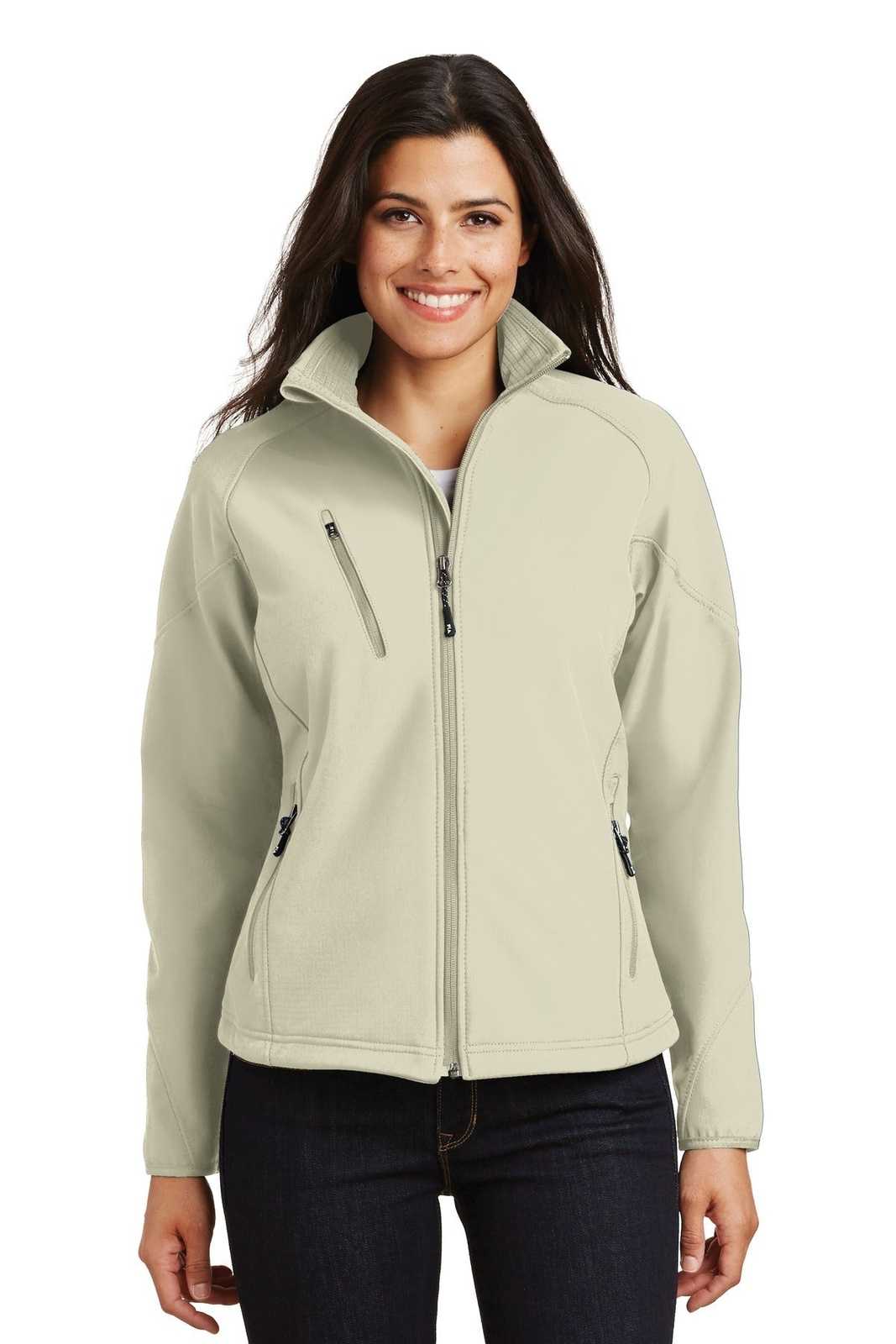 Port Authority L705 Ladies Textured Soft Shell Jacket - Stone - HIT a Double - 1