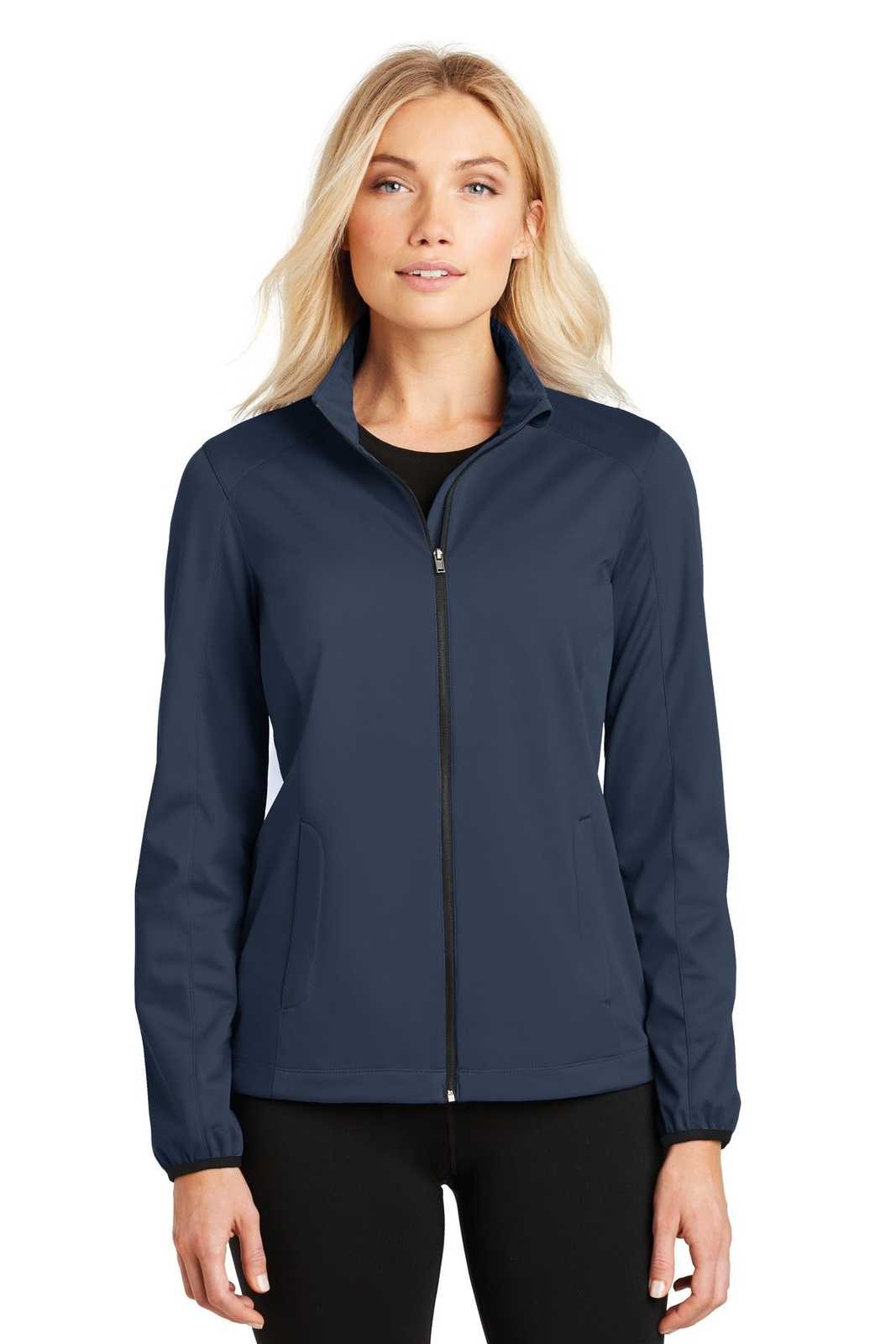 Port Authority L717 Ladies Active Soft Shell Jacket - Dress Blue Navy - HIT a Double - 1
