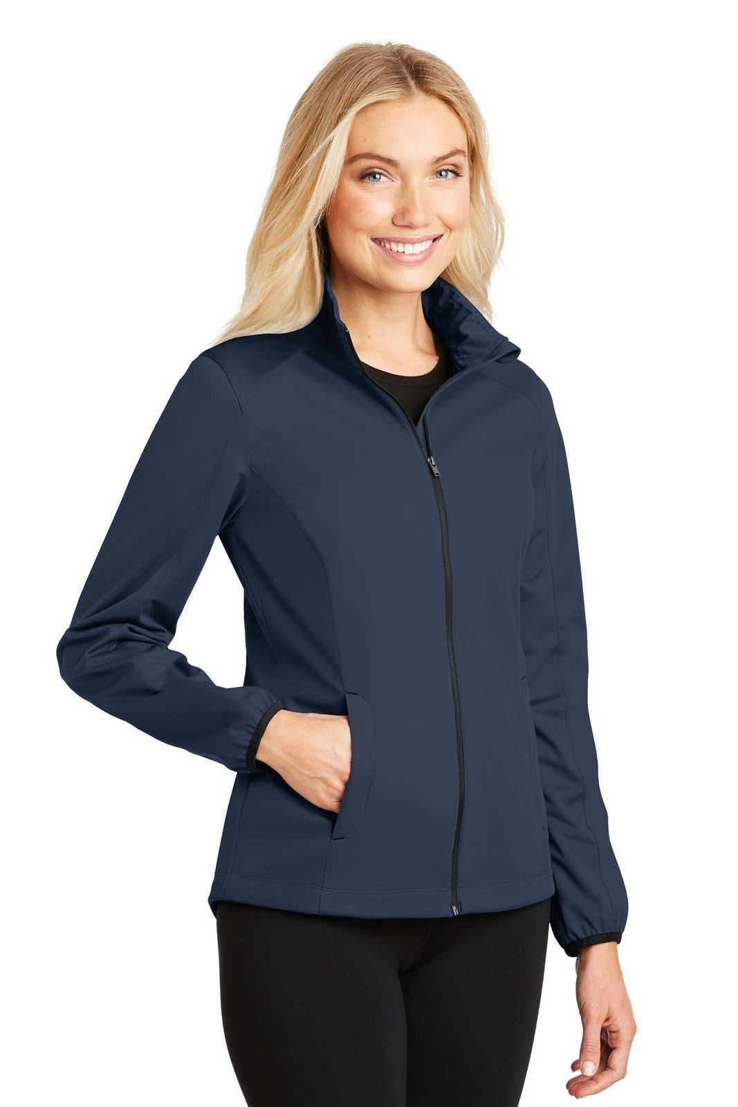 Port Authority L717 Ladies Active Soft Shell Jacket - Dress Blue Navy - HIT a Double - 4