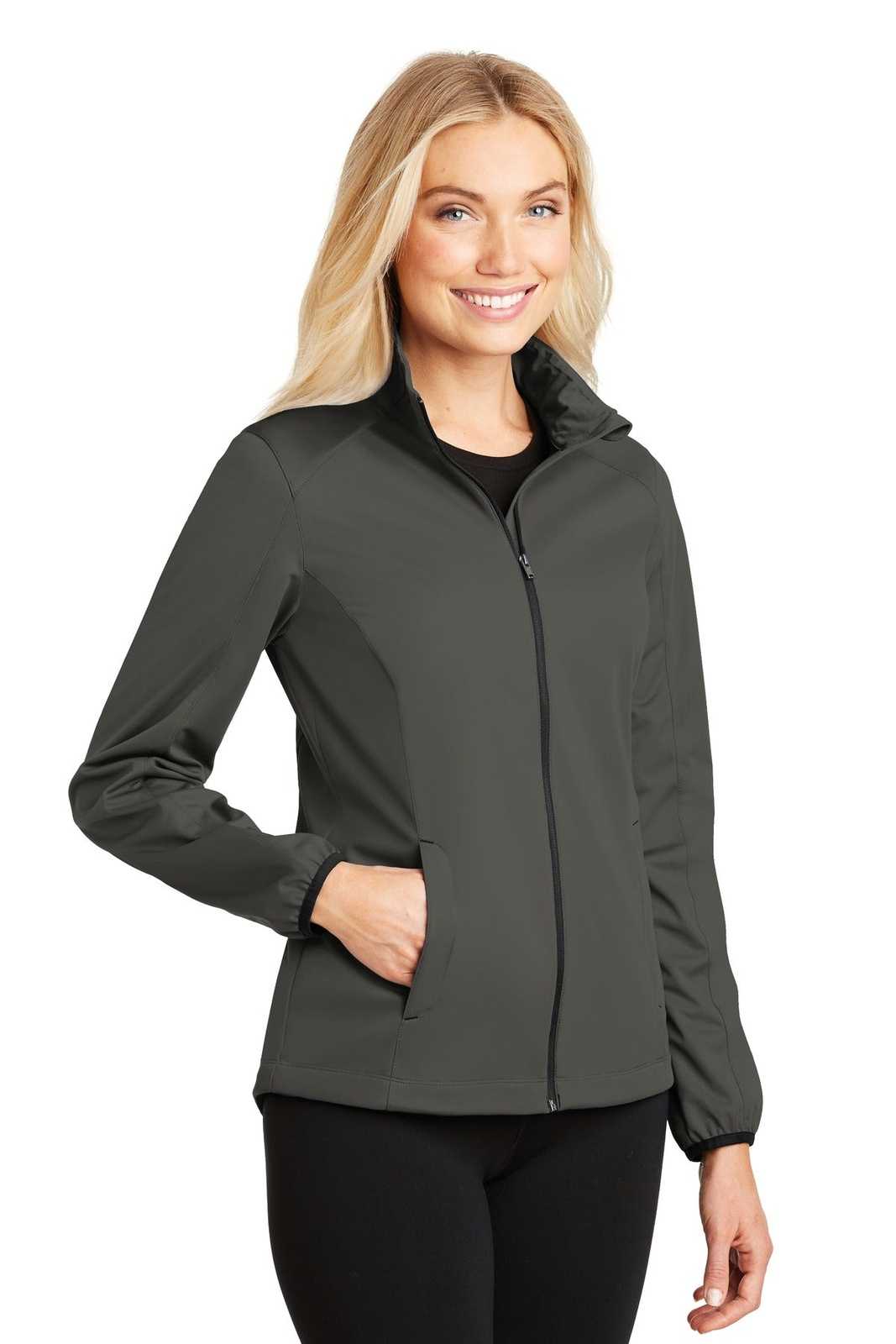 Port Authority L717 Ladies Active Soft Shell Jacket - Gray Steel - HIT a Double - 4