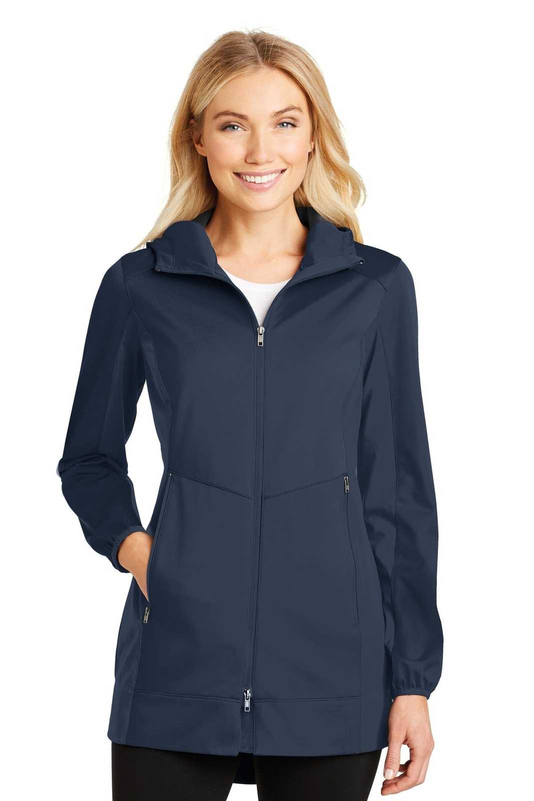 Port Authority L719 Ladies Active Hooded Soft Shell Jacket - Dress Blue Navy - HIT a Double - 1