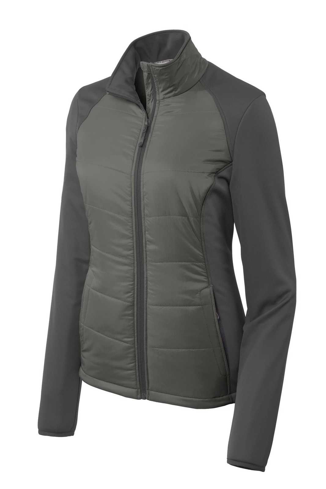 Port Authority L787 Ladies Hybrid Soft Shell Jacket - Smoke Gray Gray Steel - HIT a Double - 5