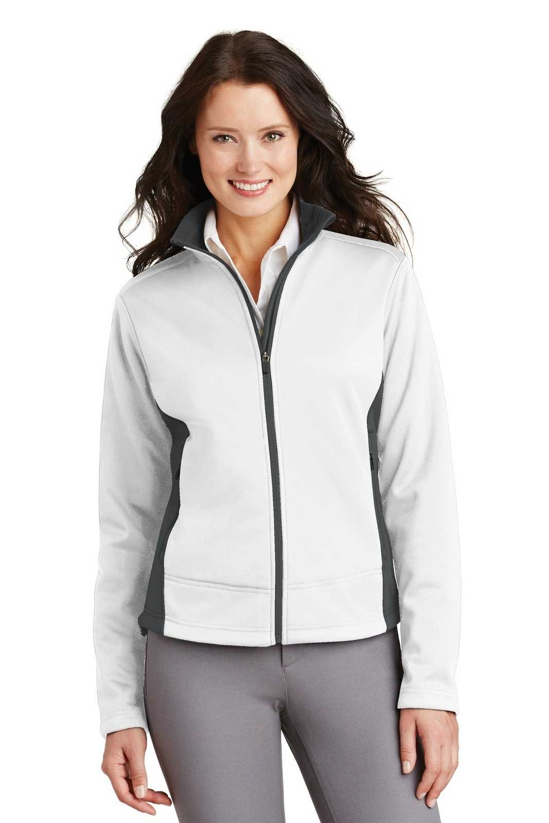 Port Authority L794 Ladies Two-Tone Soft Shell Jacket - White Graphite - HIT a Double - 1