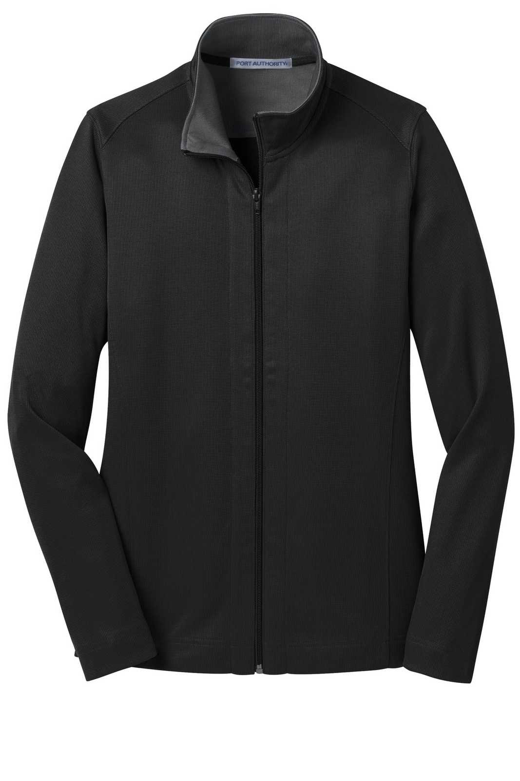Port Authority L805 Ladies Vertical Texture Full-Zip Jacket - Black Iron Gray - HIT a Double - 5