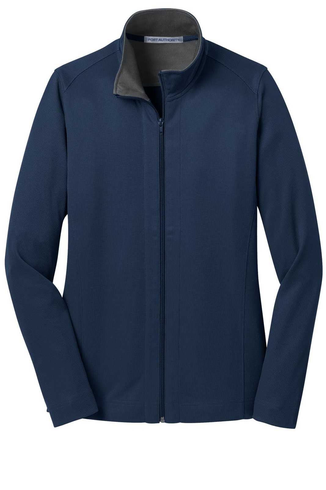 Port Authority L805 Ladies Vertical Texture Full-Zip Jacket - Regatta Blue Iron Gray - HIT a Double - 5