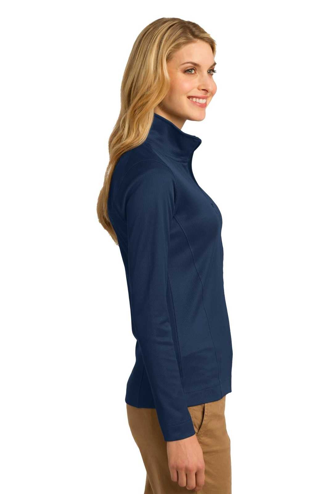 Port Authority L805 Ladies Vertical Texture Full-Zip Jacket - Regatta Blue Iron Gray - HIT a Double - 3