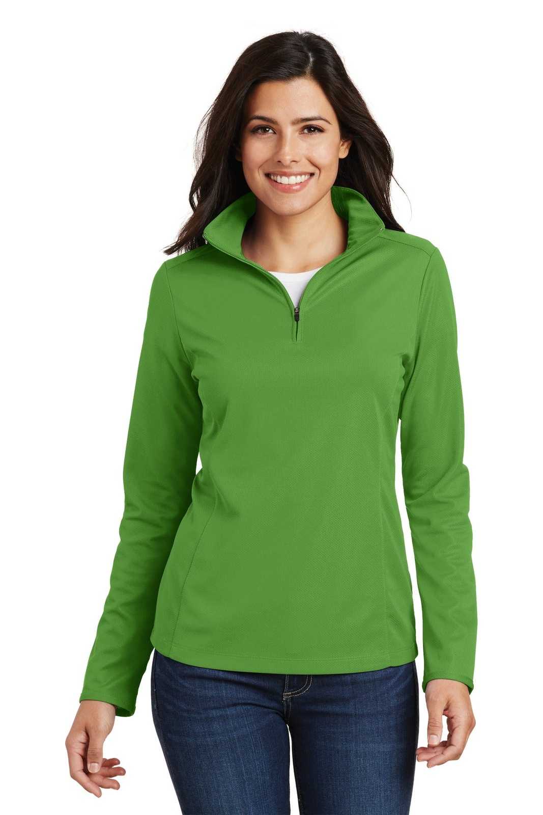 Port Authority L806 Ladies Pinpoint Mesh 1/2-Zip - Treetop Green - HIT a Double - 1