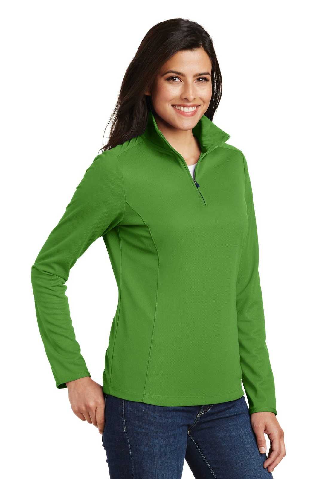 Port Authority L806 Ladies Pinpoint Mesh 1/2-Zip - Treetop Green - HIT a Double - 4