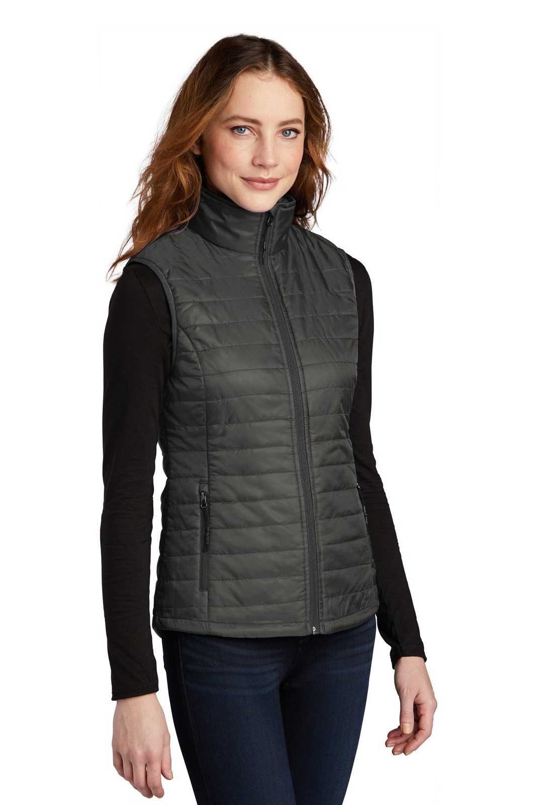 Port Authority L851 Ladies Packable Puffy Vest - Sterling Gray Graphite - HIT a Double - 4