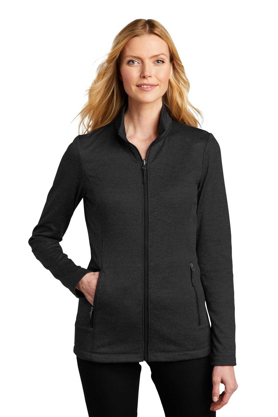 Port Authority L905 Ladies Collective Striated Fleece Jacket - Deep Black Heather - HIT a Double - 1