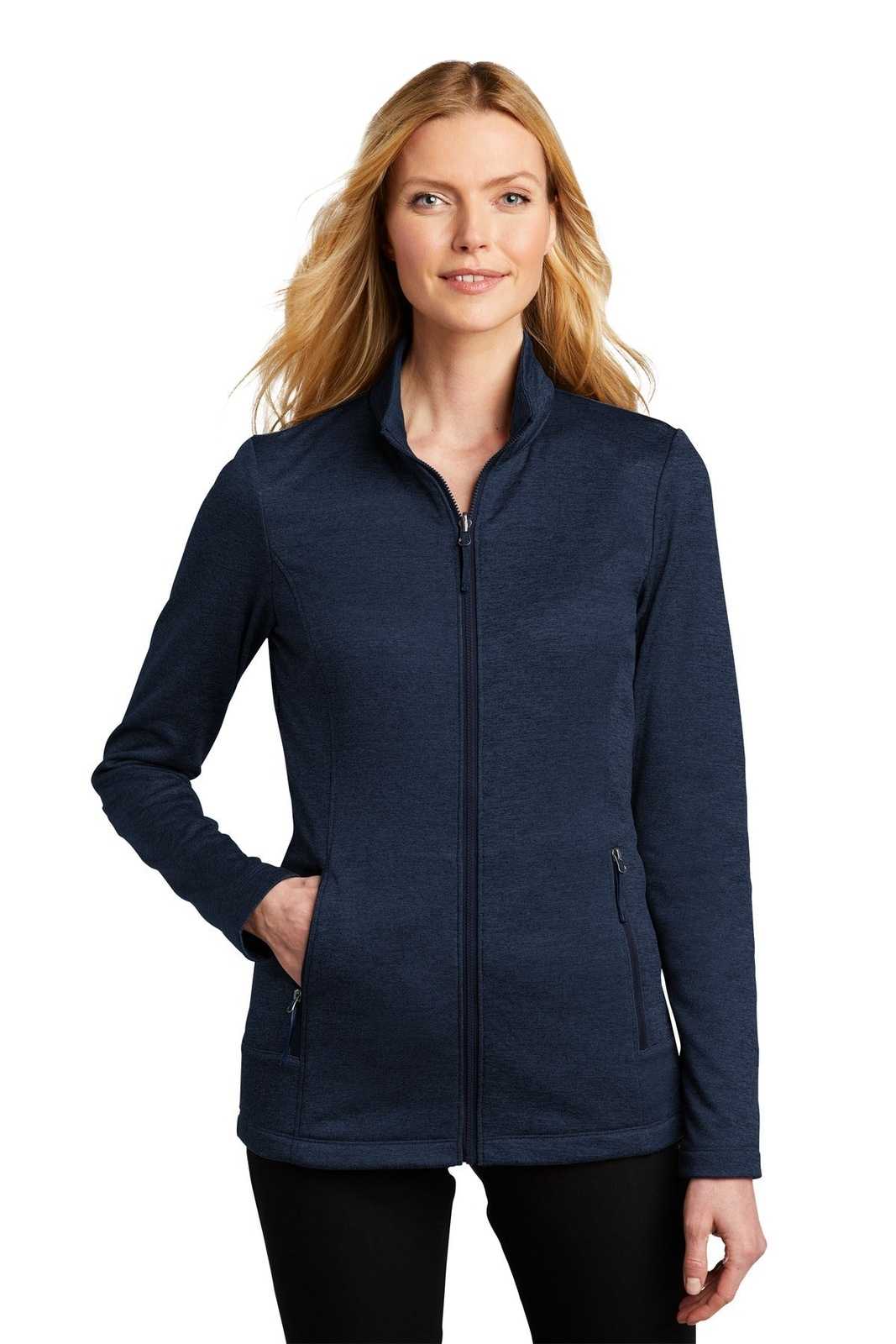 Port Authority L905 Ladies Collective Striated Fleece Jacket - River Blue Navy Heather - HIT a Double - 1