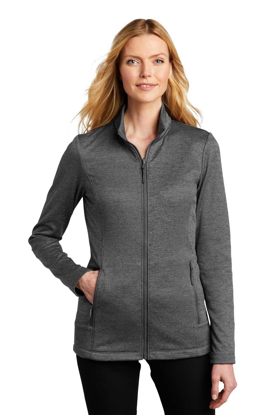 Port Authority L905 Ladies Collective Striated Fleece Jacket - Sterling Gray Heather - HIT a Double - 1