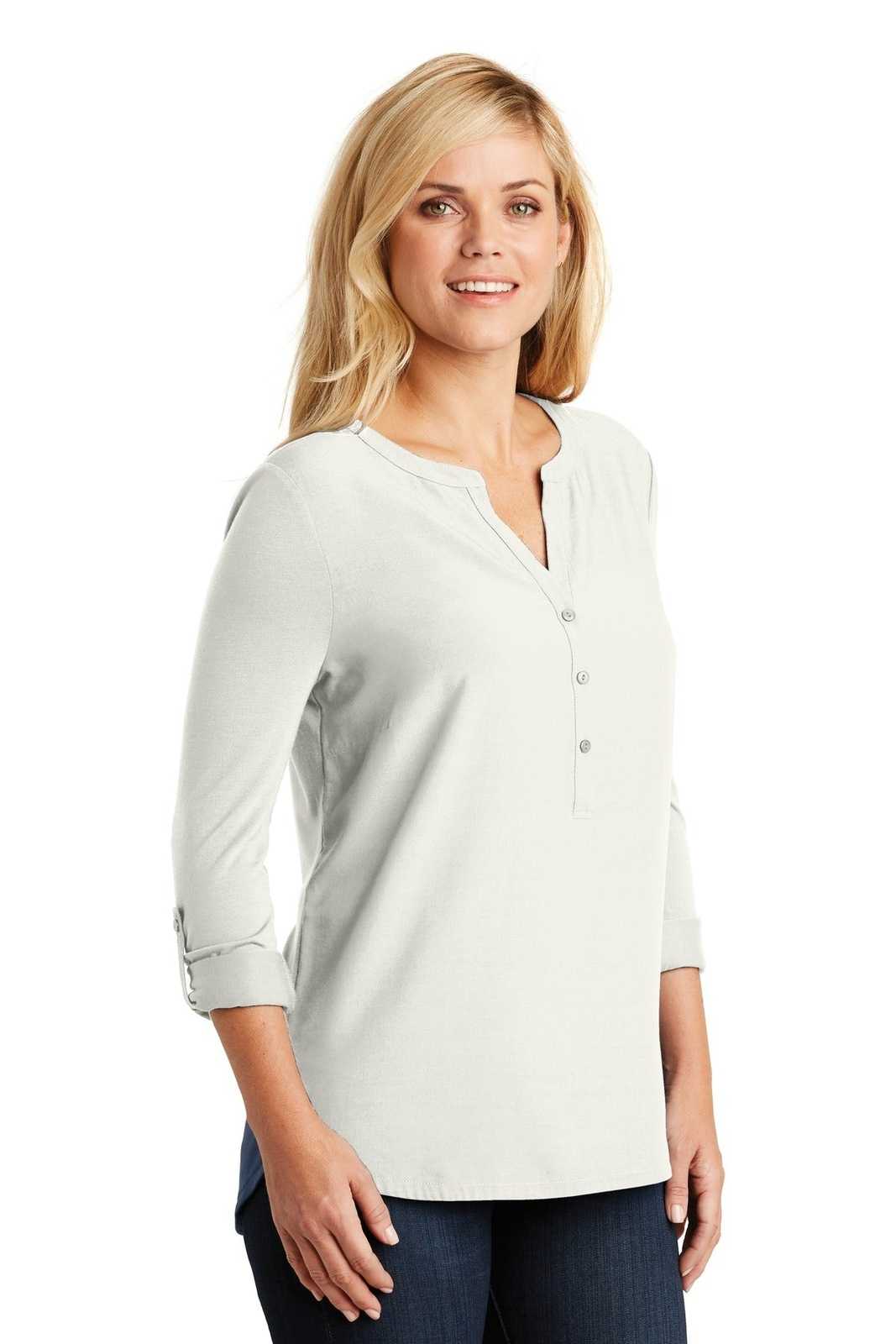Port Authority LK5432 Ladies Concept Henley Tunic - Ivory Chiffon - HIT a Double - 4