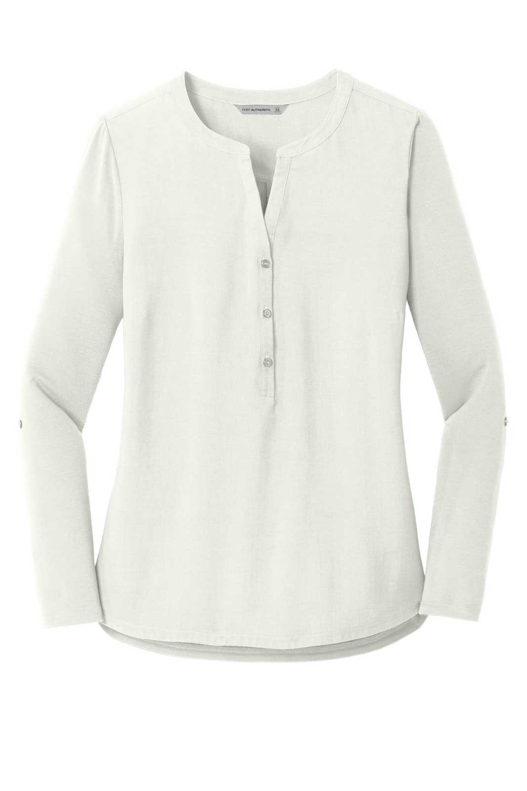 Port Authority LK5432 Ladies Concept Henley Tunic - Ivory Chiffon - HIT a Double - 5