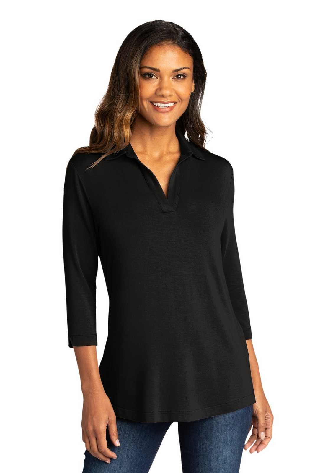 Port Authority LK5601 Ladies Luxe Knit Tunic - Deep Black - HIT a Double - 1