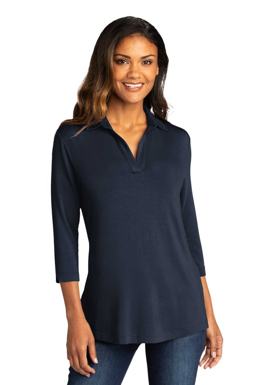 Port Authority LK5601 Ladies Luxe Knit Tunic - River Blue Navy - HIT a Double - 1