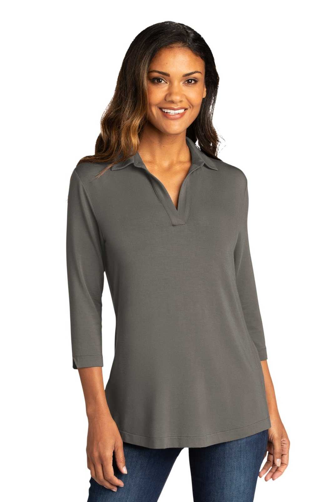 Port Authority LK5601 Ladies Luxe Knit Tunic - Sterling Gray - HIT a Double - 1
