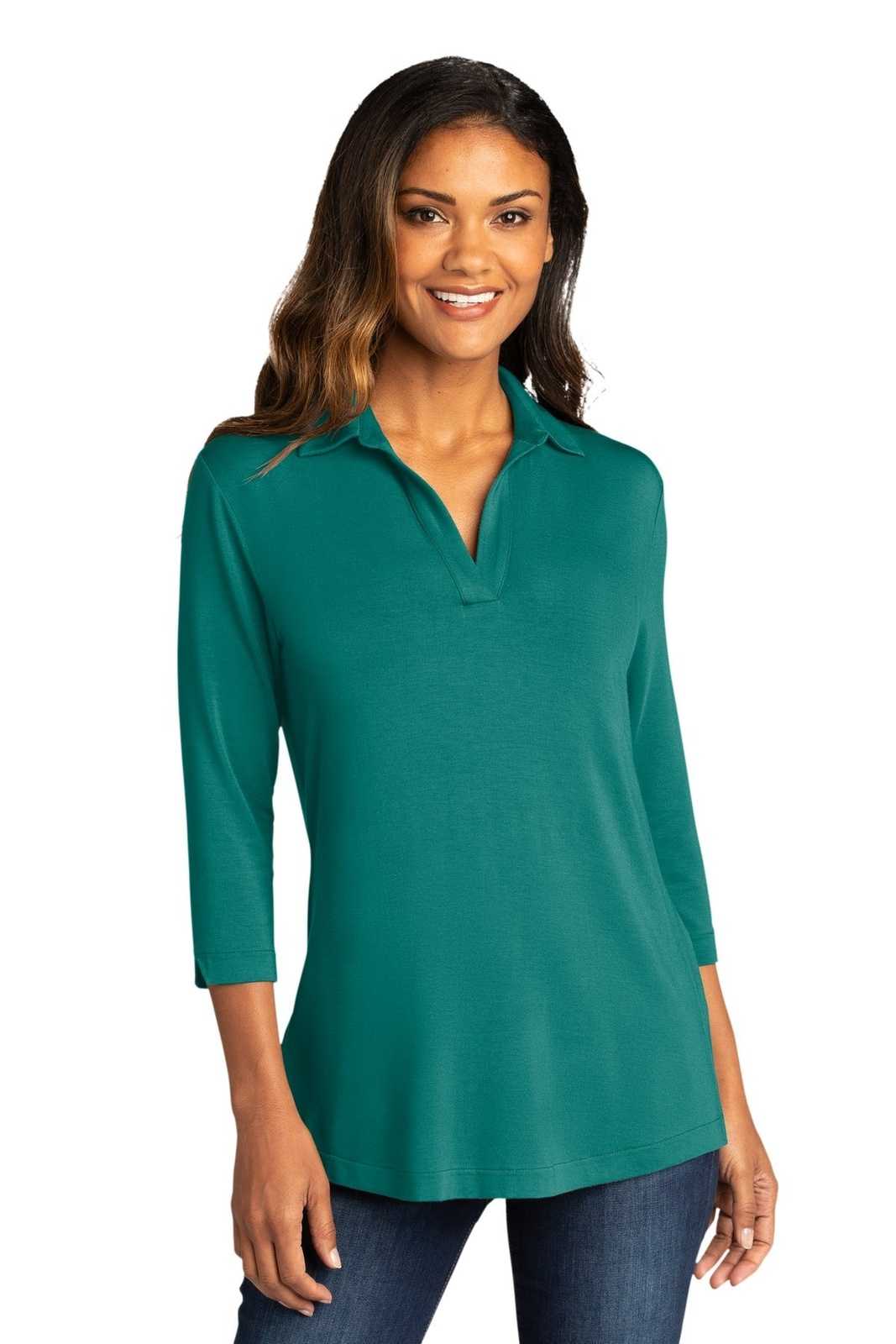 Port Authority LK5601 Ladies Luxe Knit Tunic - Teal Green - HIT a Double - 1
