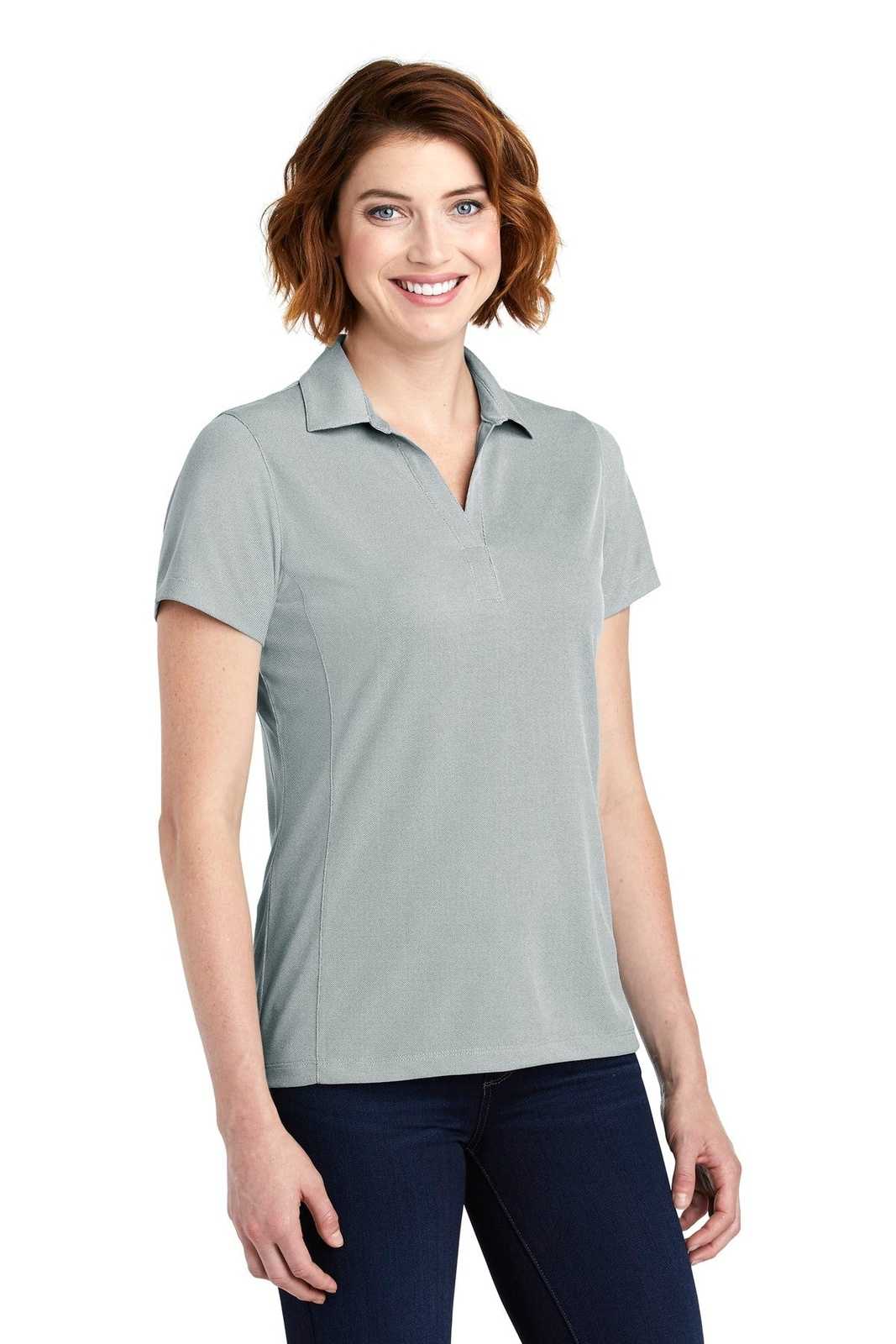 Port Authority LK582 Ladies Poly Oxford Pique Polo - Gusty Gray - HIT a Double - 4