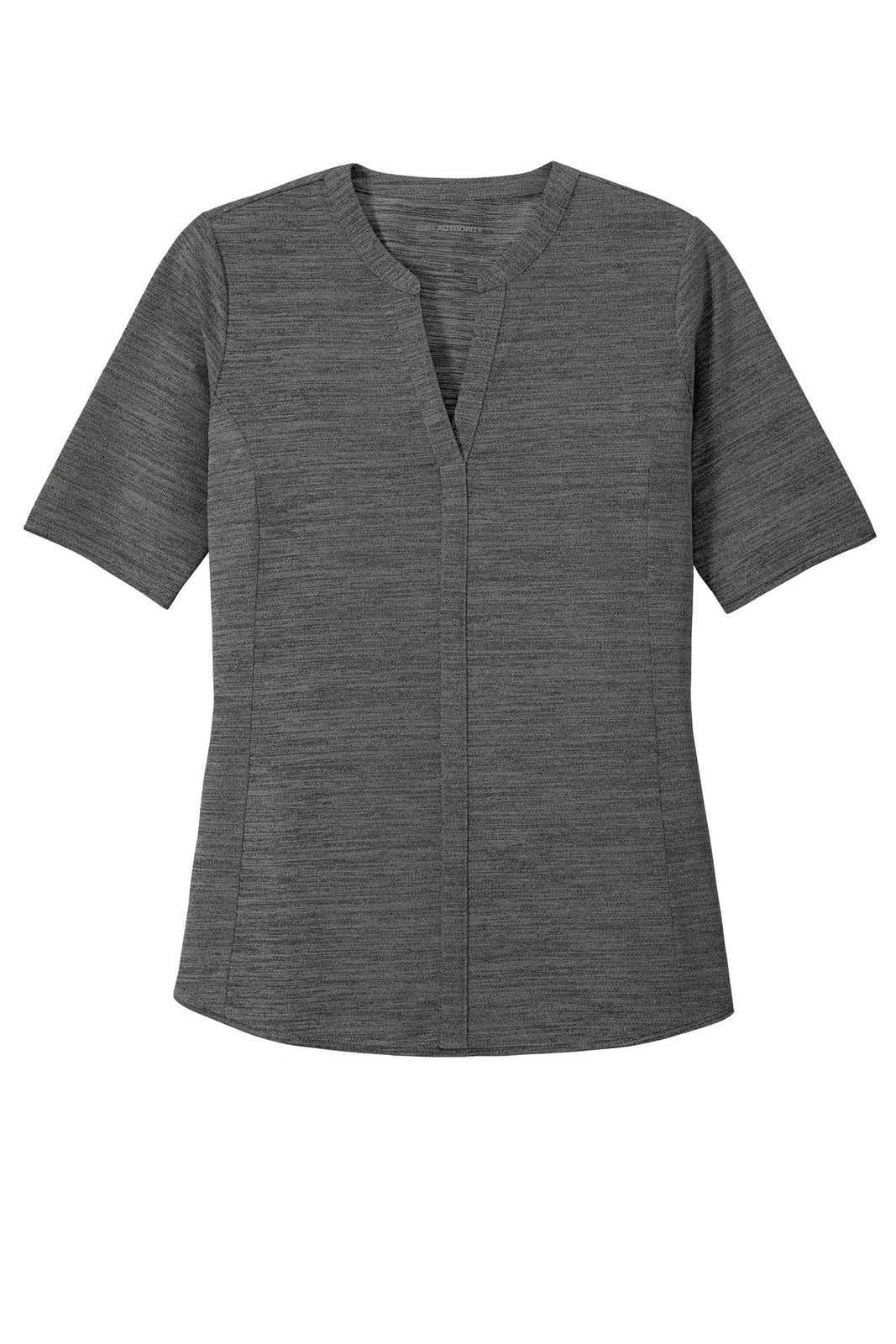 Port Authority LK583 Ladies Stretch Heather Open Neck Top - Black Thunder Gray - HIT a Double - 5