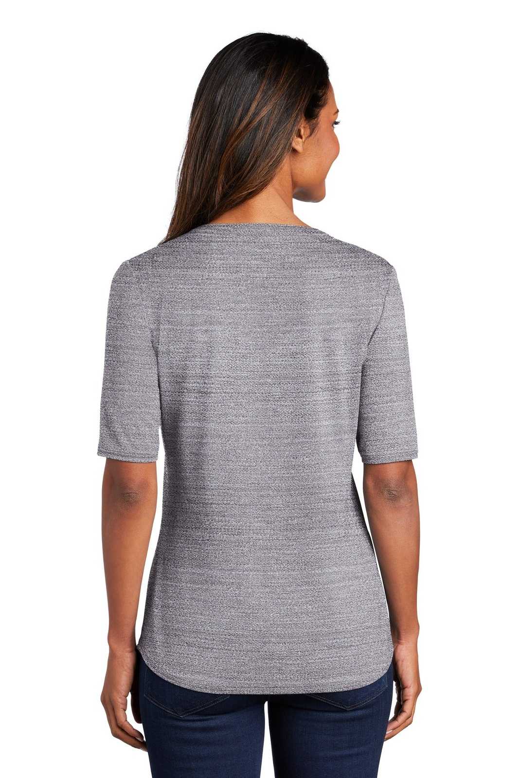 Port Authority LK583 Ladies Stretch Heather Open Neck Top - Graphite White - HIT a Double - 2