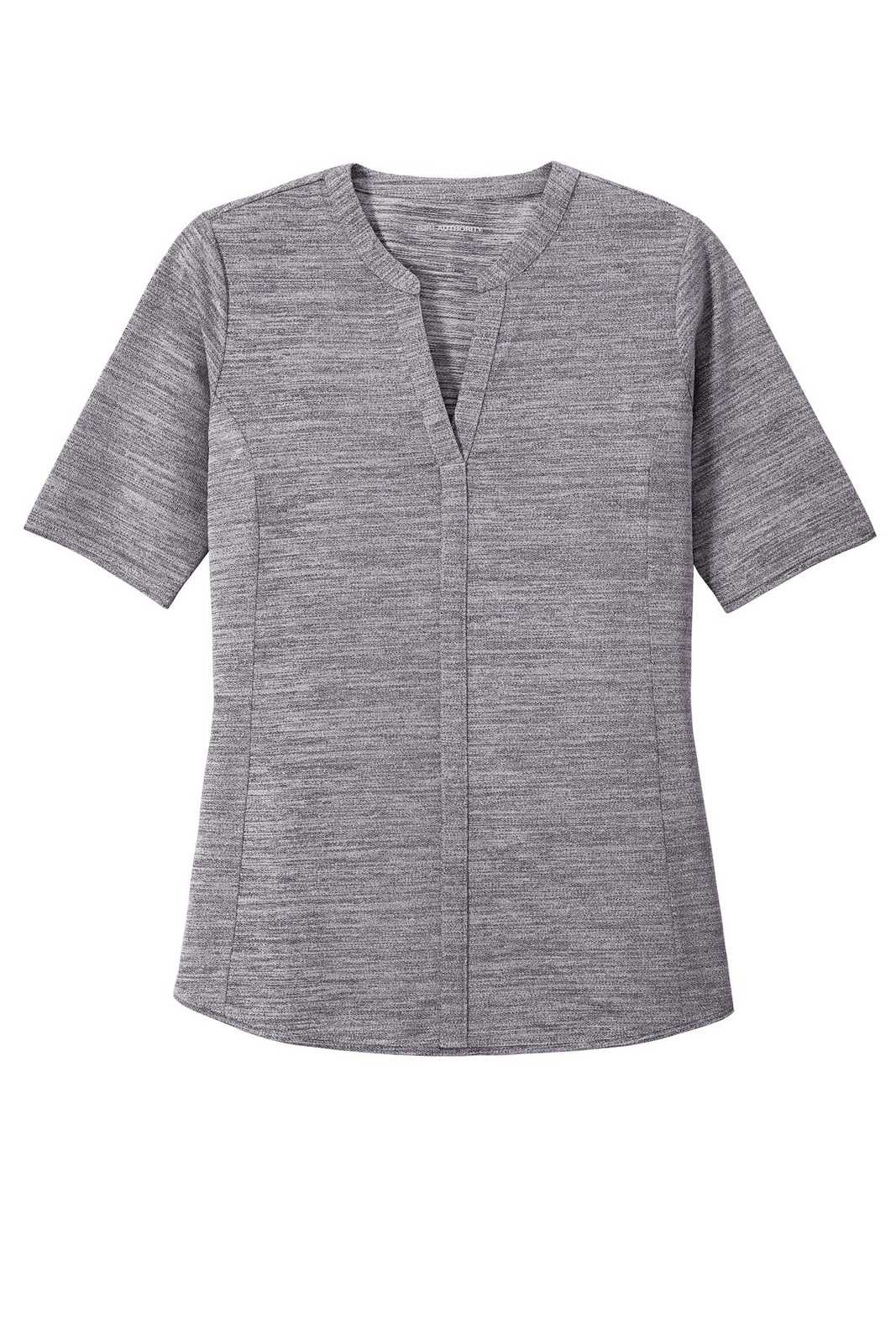 Port Authority LK583 Ladies Stretch Heather Open Neck Top - Graphite White - HIT a Double - 5