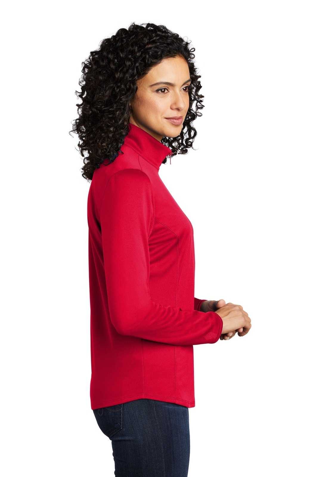 Port Authority LK584 Ladies Silk Touch Performance 1/4-Zip LK584Red Black - HIT a Double - 3