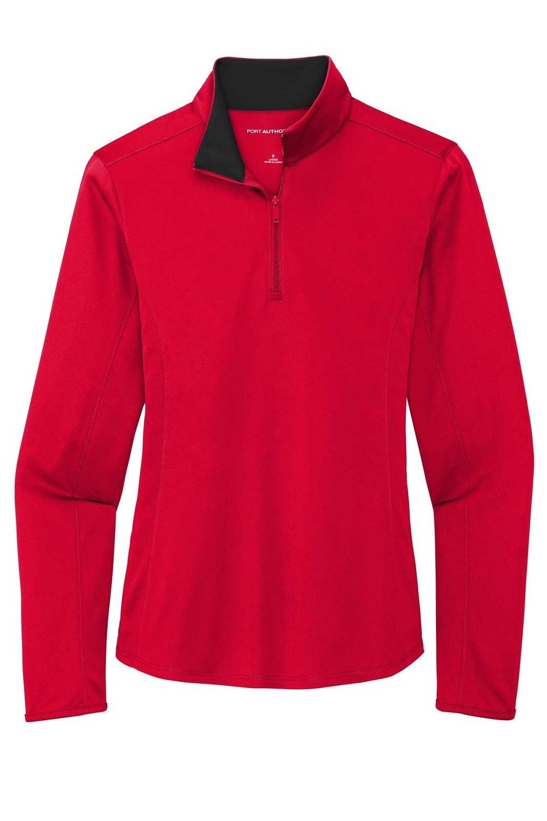Port Authority LK584 Ladies Silk Touch Performance 1/4-Zip LK584Red Black - HIT a Double - 5