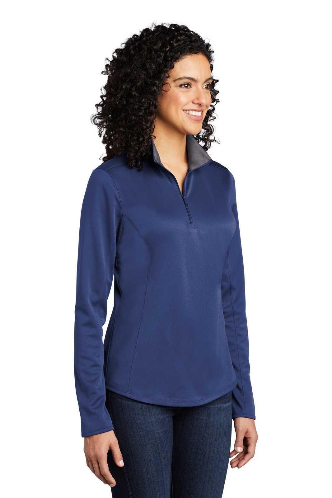 Port Authority LK584 Ladies Silk Touch Performance 1/4-Zip LK584Royal Steel Gray - HIT a Double - 4