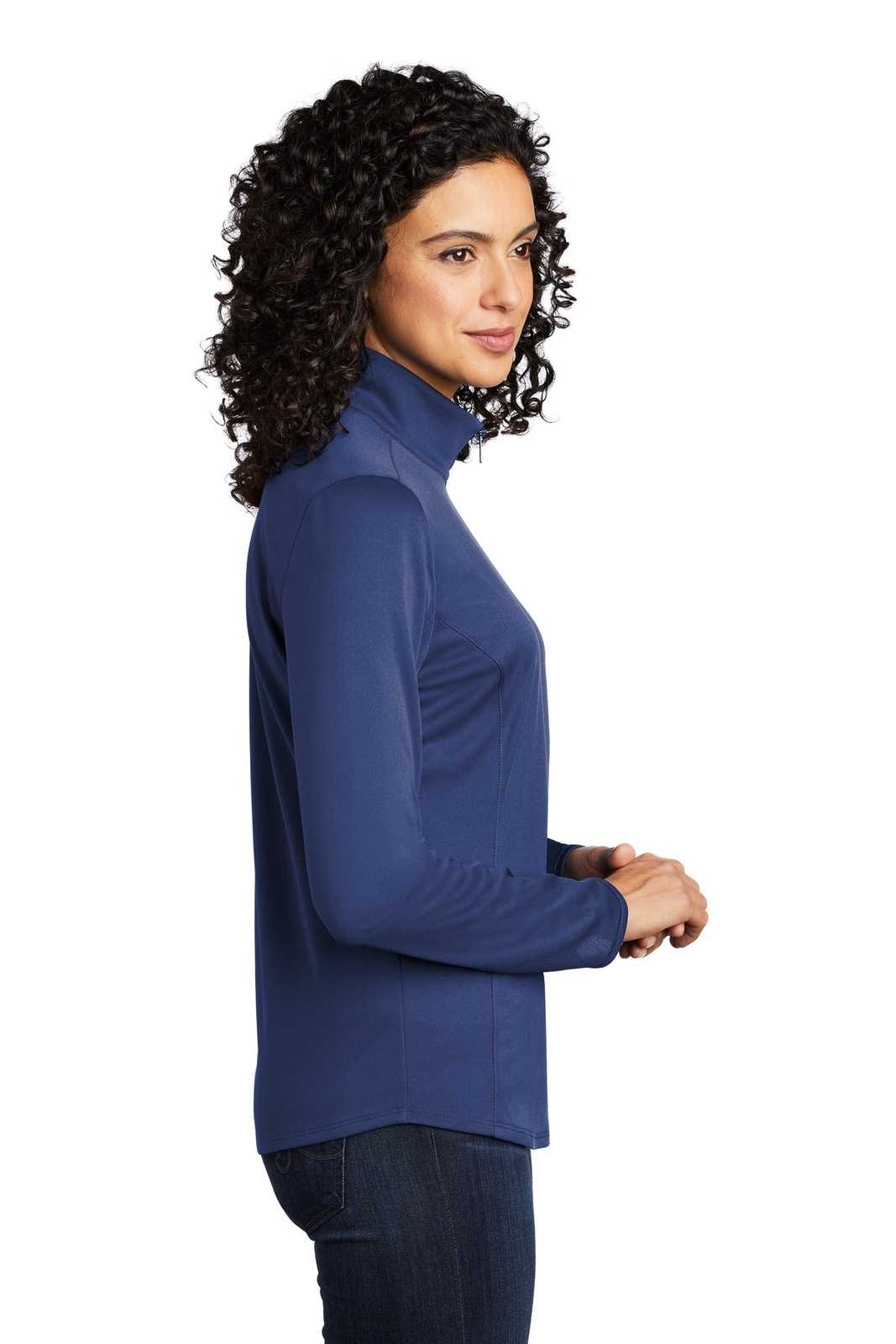 Port Authority LK584 Ladies Silk Touch Performance 1/4-Zip LK584Royal Steel Gray - HIT a Double - 3