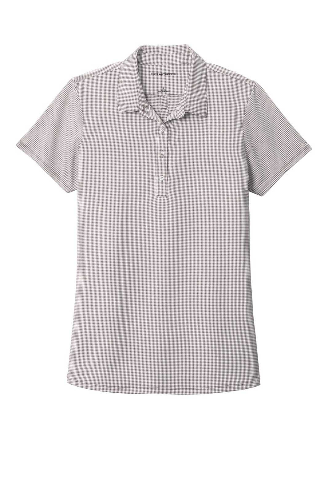 Port Authority LK646 Ladies Gingham Polo - Gusty Gray White - HIT a Double - 5