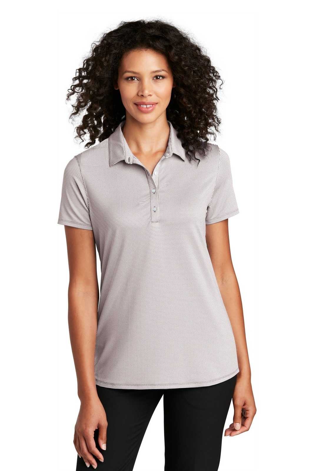 Port Authority LK646 Ladies Gingham Polo - Gusty Gray White - HIT a Double - 1