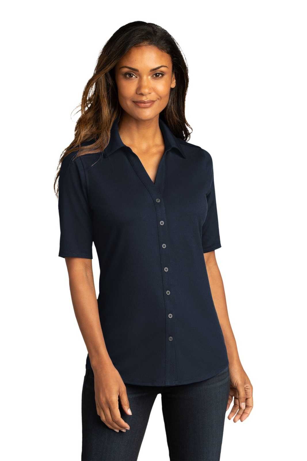 Port Authority LK682 Ladies City Stretch Top - River Blue Navy - HIT a Double - 1