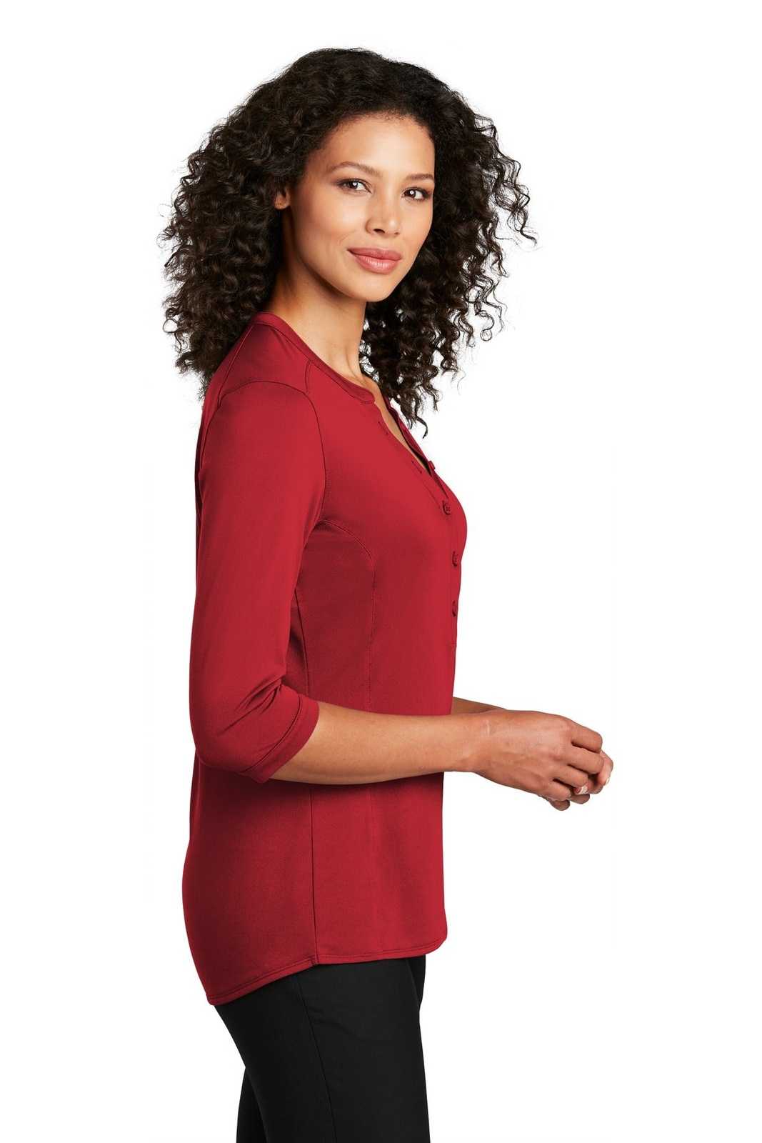 Port Authority LK750 Ladies UV Choice Pique Henley - Rich Red - HIT a Double - 3