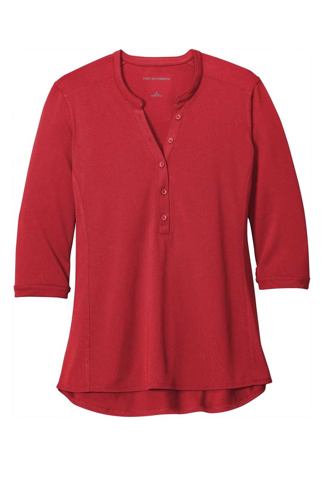 Port Authority LK750 Ladies UV Choice Pique Henley - Rich Red - HIT a Double - 5