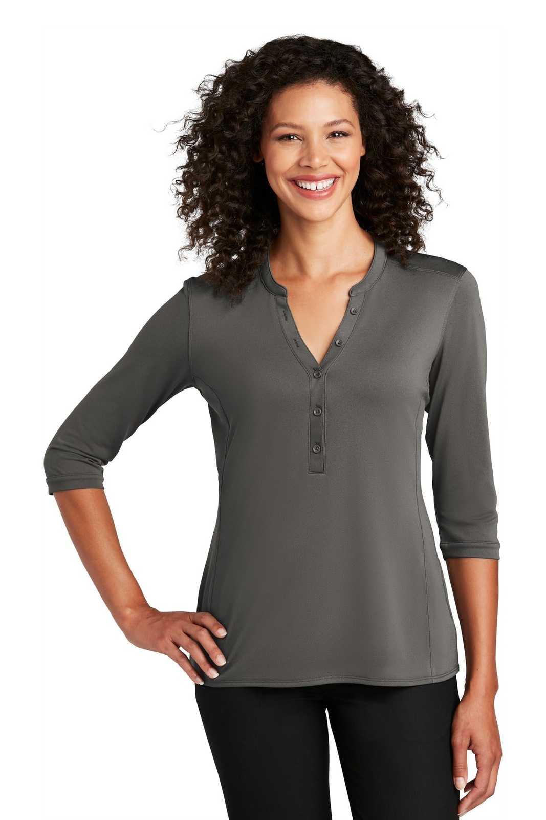 Port Authority LK750 Ladies UV Choice Pique Henley - Sterling Gray - HIT a Double - 1