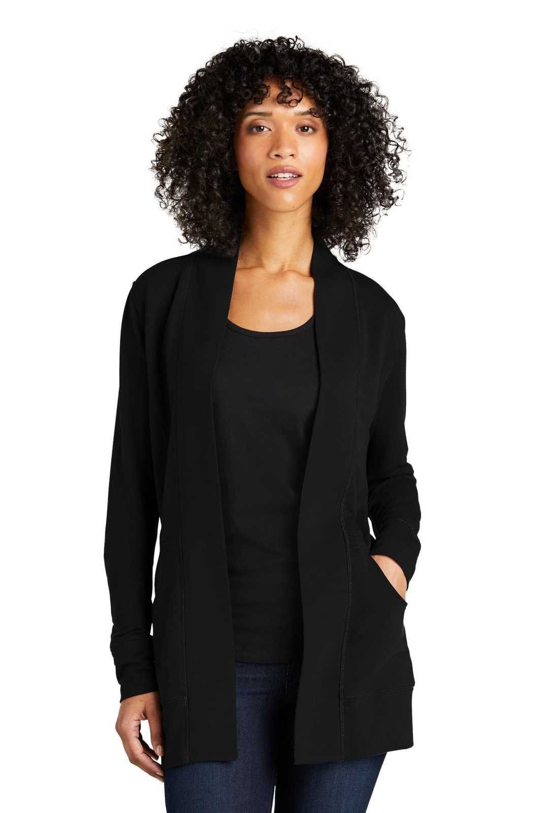 Port Authority LK825 Ladies Microterry Cardigan - Deep Black - HIT a Double - 1