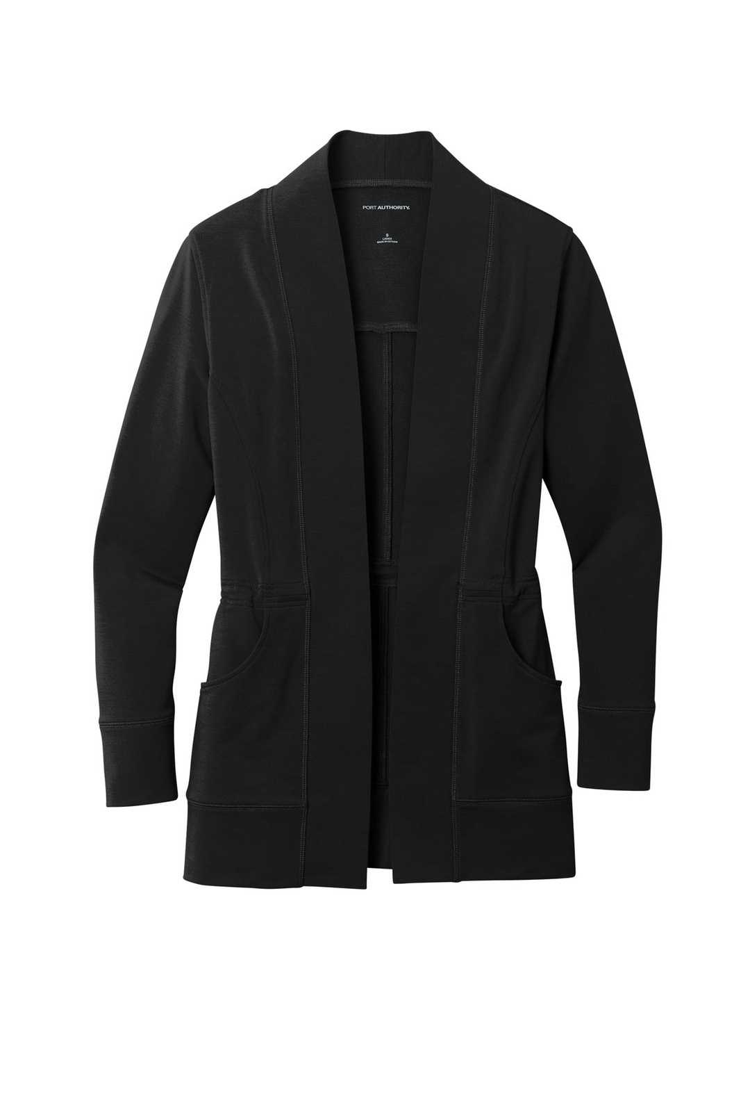 Port Authority LK825 Ladies Microterry Cardigan - Deep Black - HIT a Double - 2