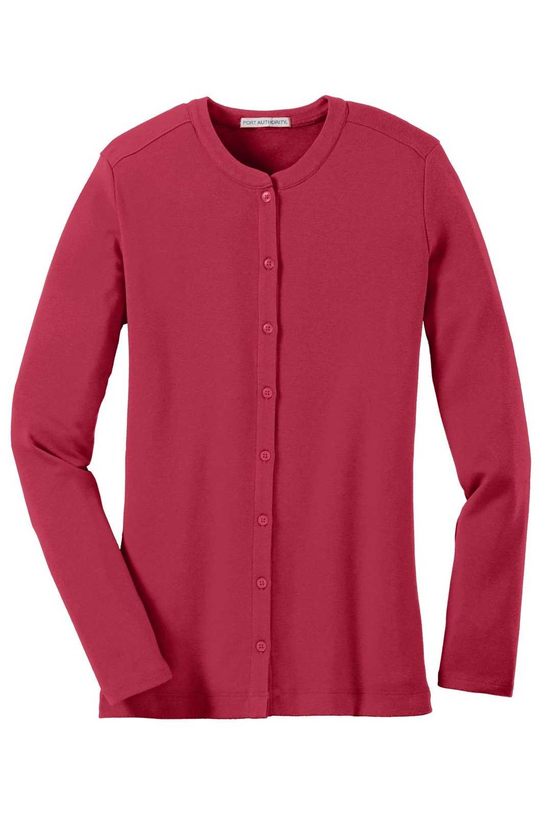Port Authority LM1008 Ladies Concept Stretch Button-Front Cardigan - Rich Red - HIT a Double - 4