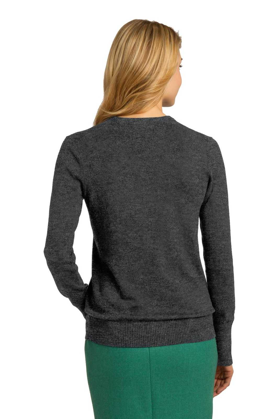 Port Authority LSW285 Ladies V-Neck Sweater - Charcoal Heather - HIT a Double - 2