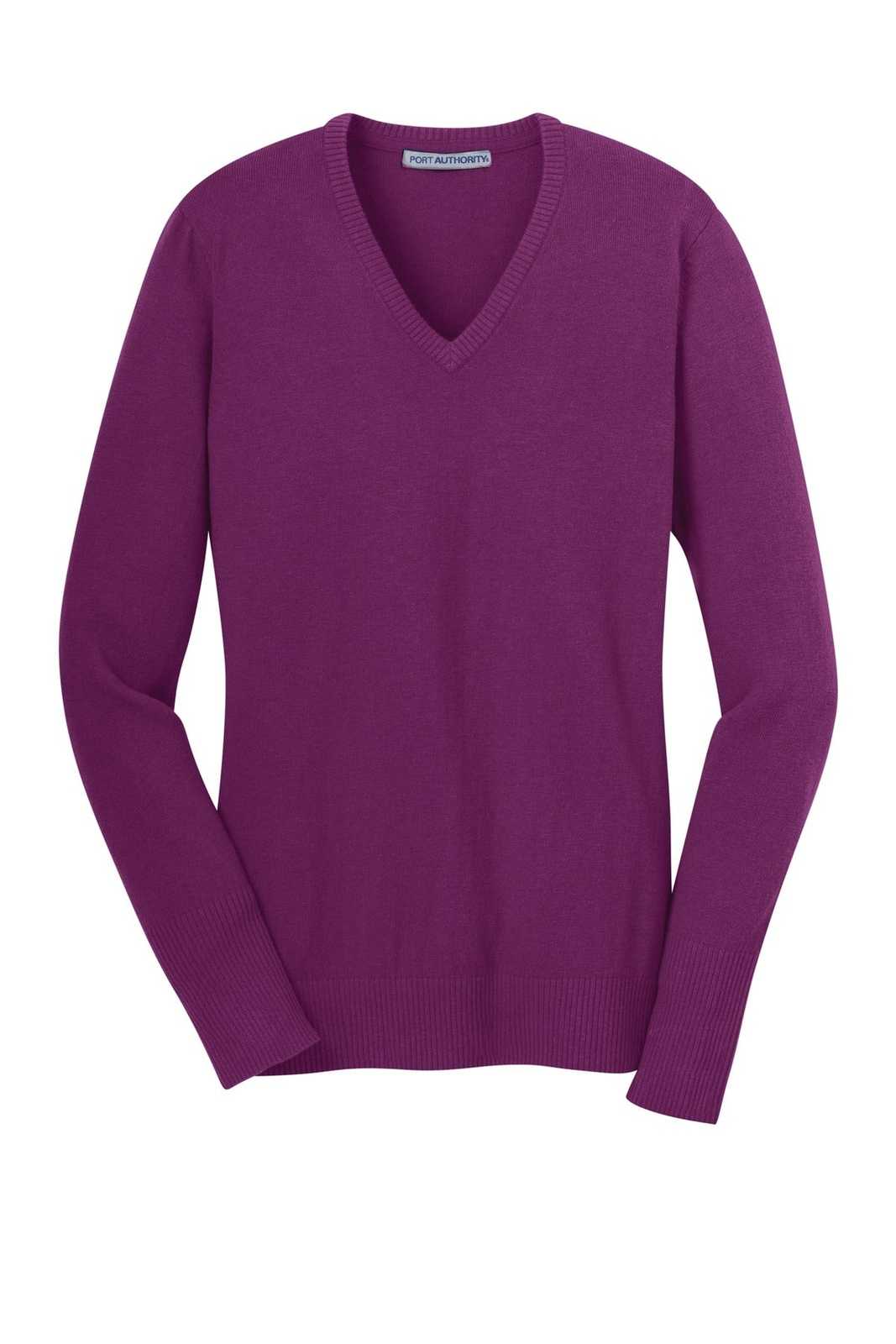 Port Authority LSW285 Ladies V-Neck Sweater - Deep Berry - HIT a Double - 5
