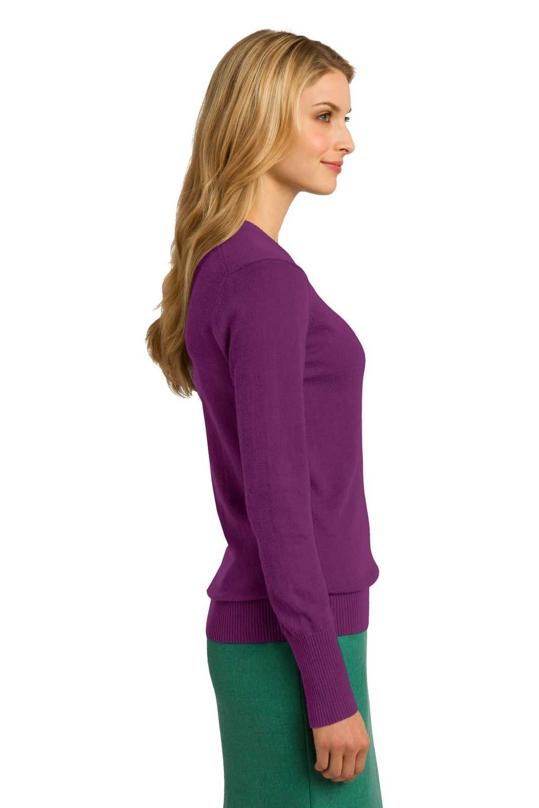 Port Authority LSW285 Ladies V-Neck Sweater - Deep Berry - HIT a Double - 3