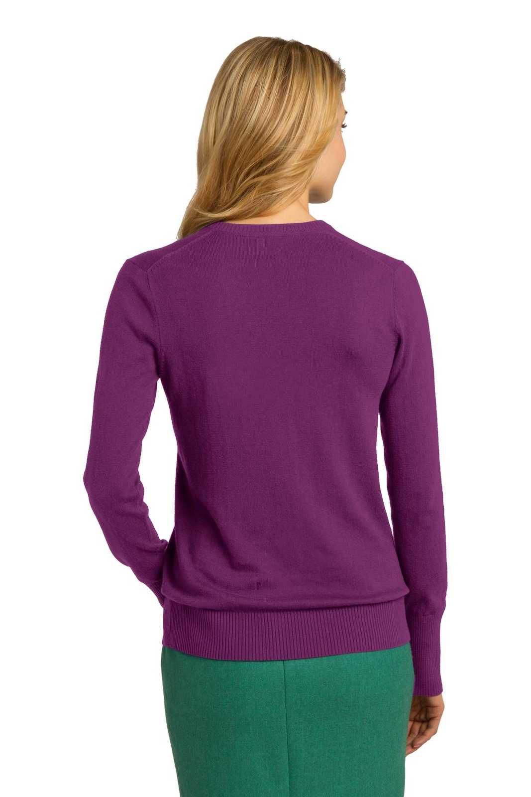 Port Authority LSW285 Ladies V-Neck Sweater - Deep Berry - HIT a Double - 2