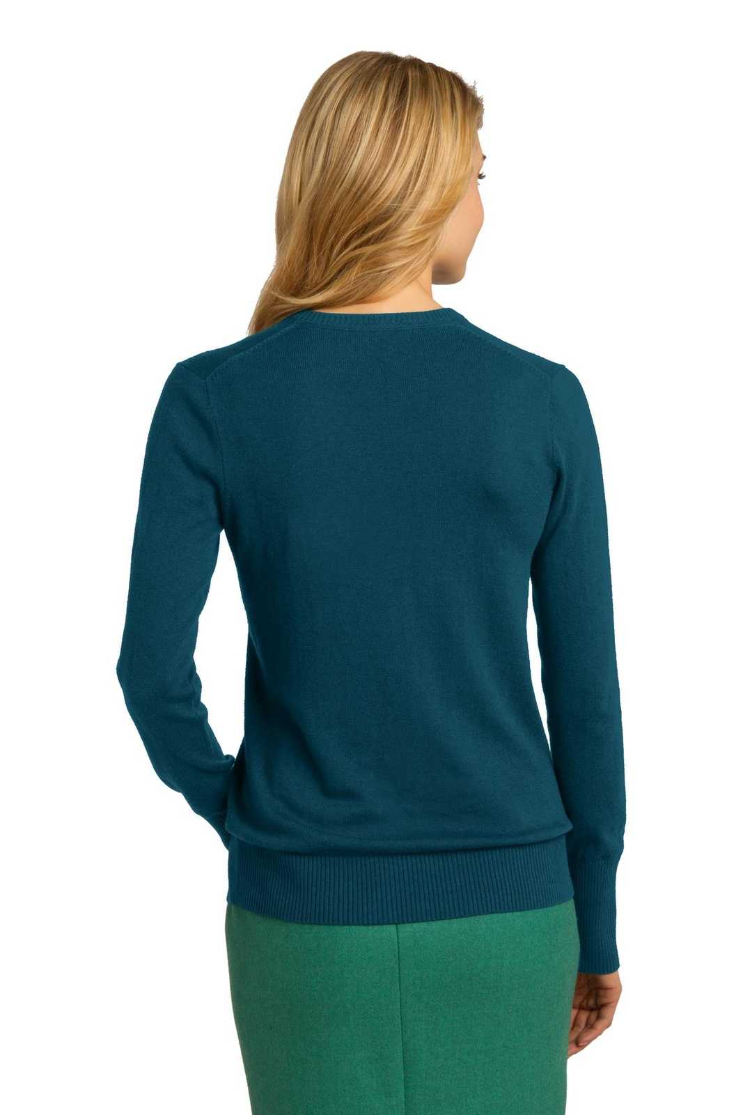 Port Authority LSW285 Ladies V-Neck Sweater - Moroccan Blue - HIT a Double - 2