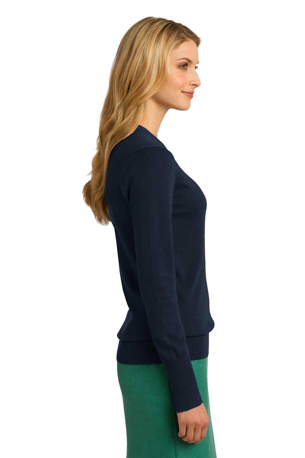 Port Authority LSW285 Ladies V-Neck Sweater - Navy - HIT a Double - 3