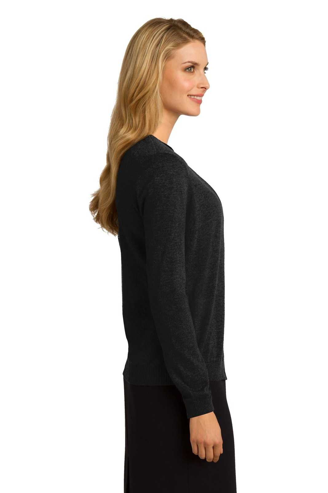 Port Authority LSW287 Ladies Cardigan Sweater - Black - HIT a Double - 3